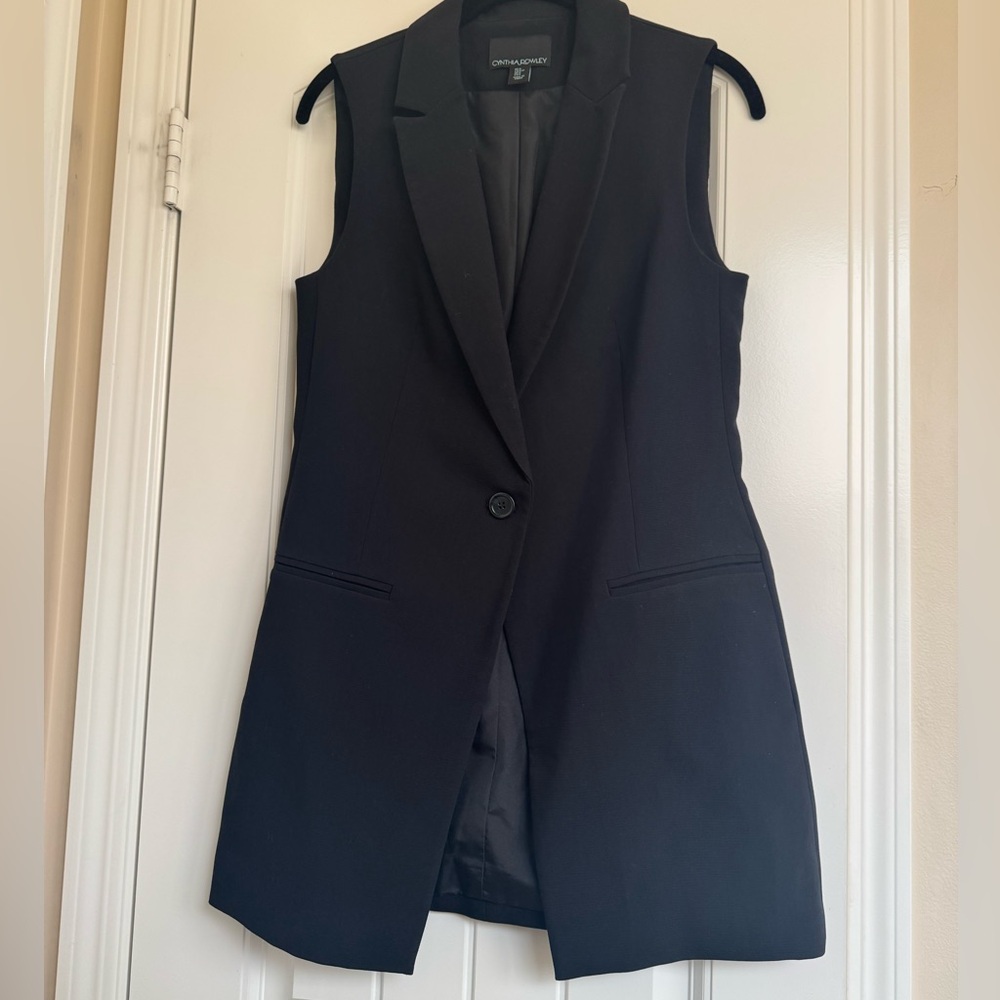 Cynthia Rowley Black Sleeveless Blazer Vest Size S - Picture 2 of 10